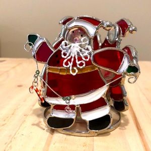 Ganz Stained Glass Santa votive holder